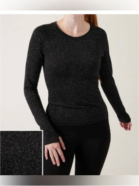 Athleta Momentum Shine Seamless Top Size L in black